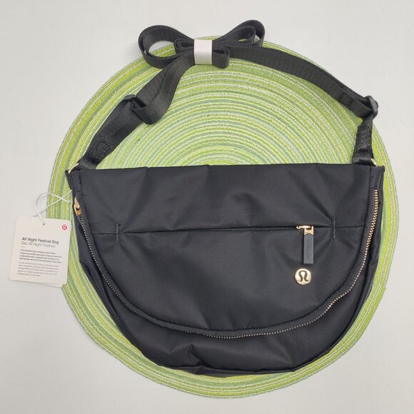 lululemon athletica Handbags - Lululemon All Night Festival Bag 5L - Black w/ Gold Hardware Crossbody Sling